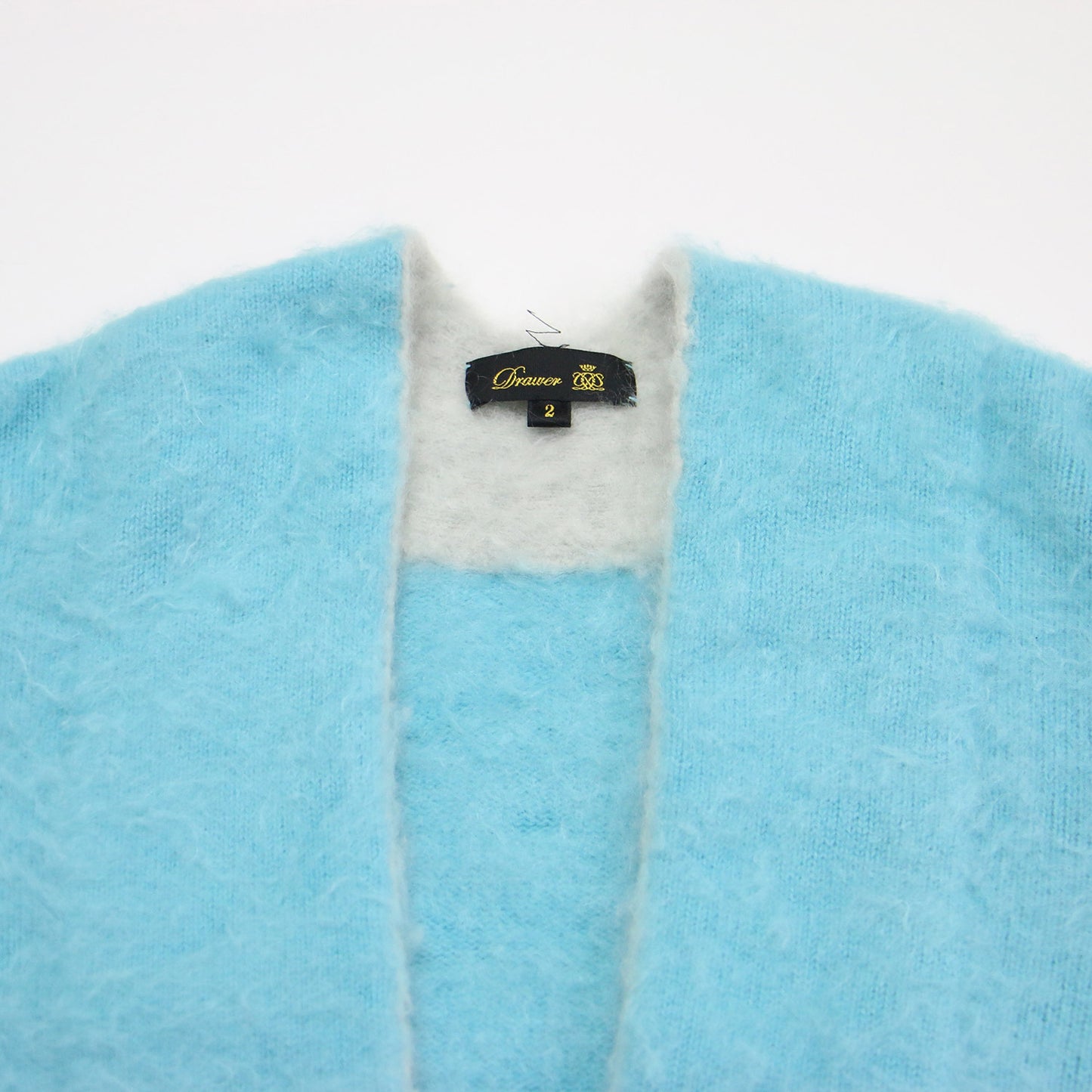 ファー ロングカーディガン / ニット 長袖 バイカラー ボタンレス ポケット カシミヤ