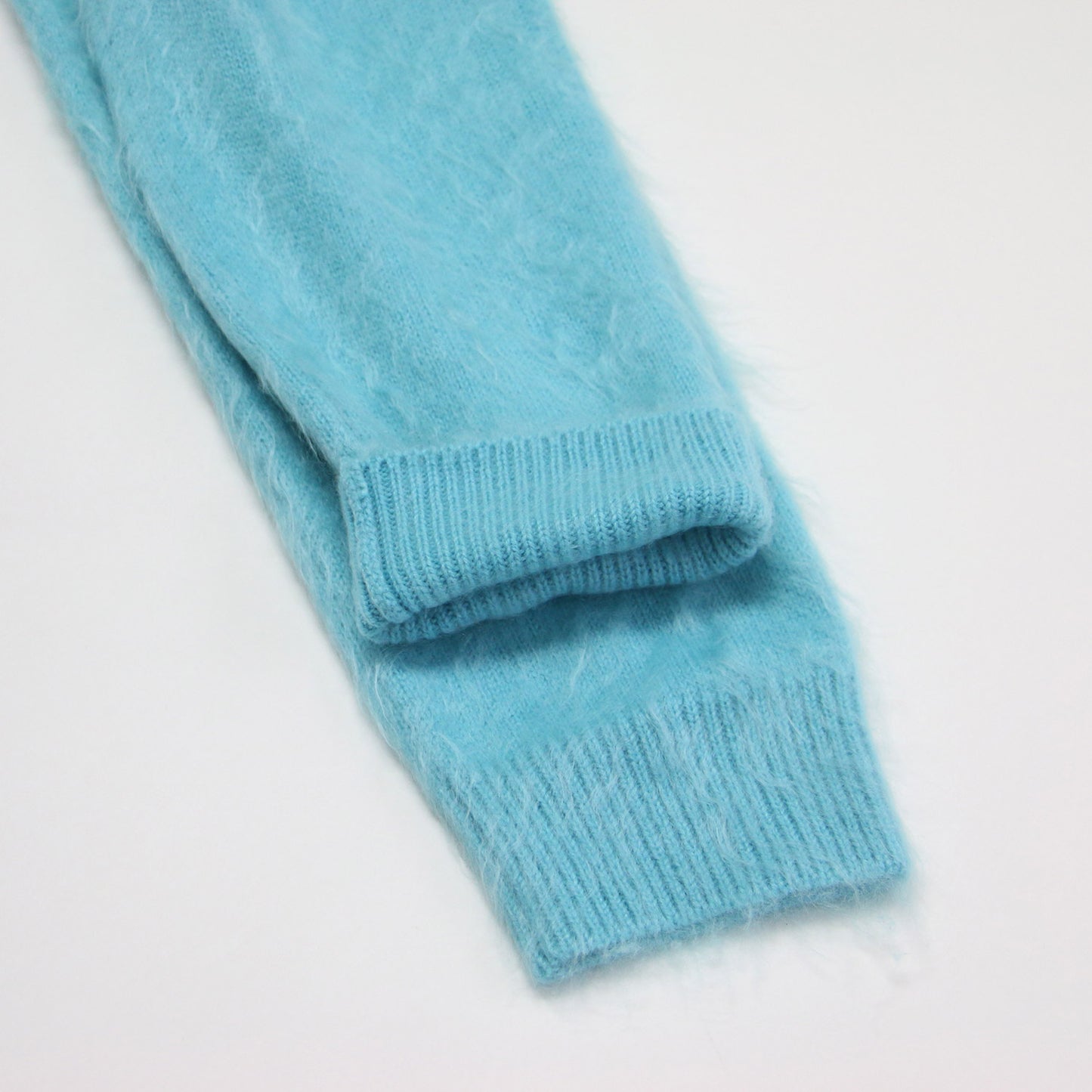 ファー ロングカーディガン / ニット 長袖 バイカラー ボタンレス ポケット カシミヤ