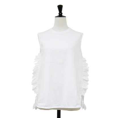 コットン レース スリーブレス トップス / cotton × lace sleeveless tops カットソー クルーネック ノースリーブ