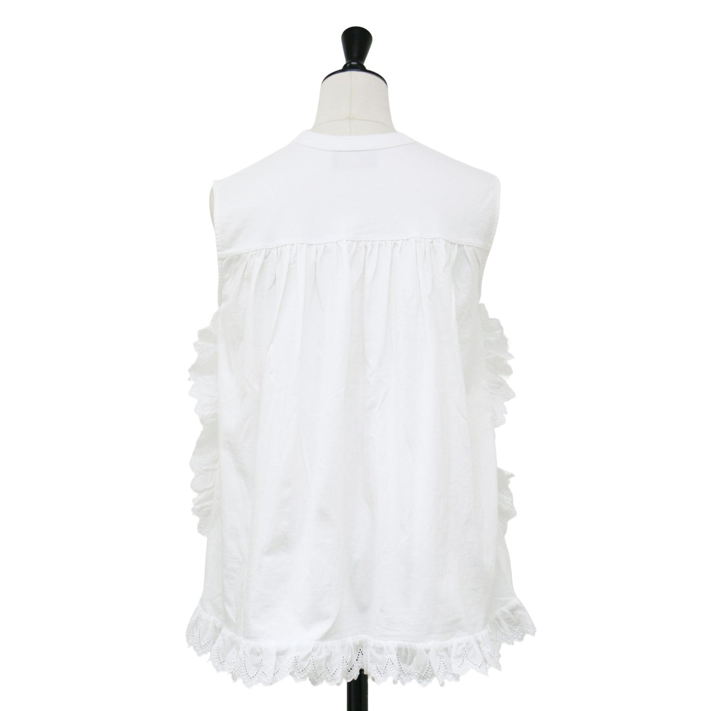 コットン レース スリーブレス トップス / cotton × lace sleeveless tops カットソー クルーネック ノースリーブ