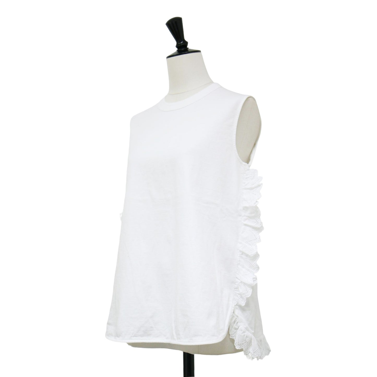 コットン レース スリーブレス トップス / cotton × lace sleeveless tops カットソー クルーネック ノースリーブ