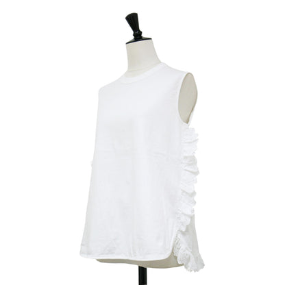 コットン レース スリーブレス トップス / cotton × lace sleeveless tops カットソー クルーネック ノースリーブ
