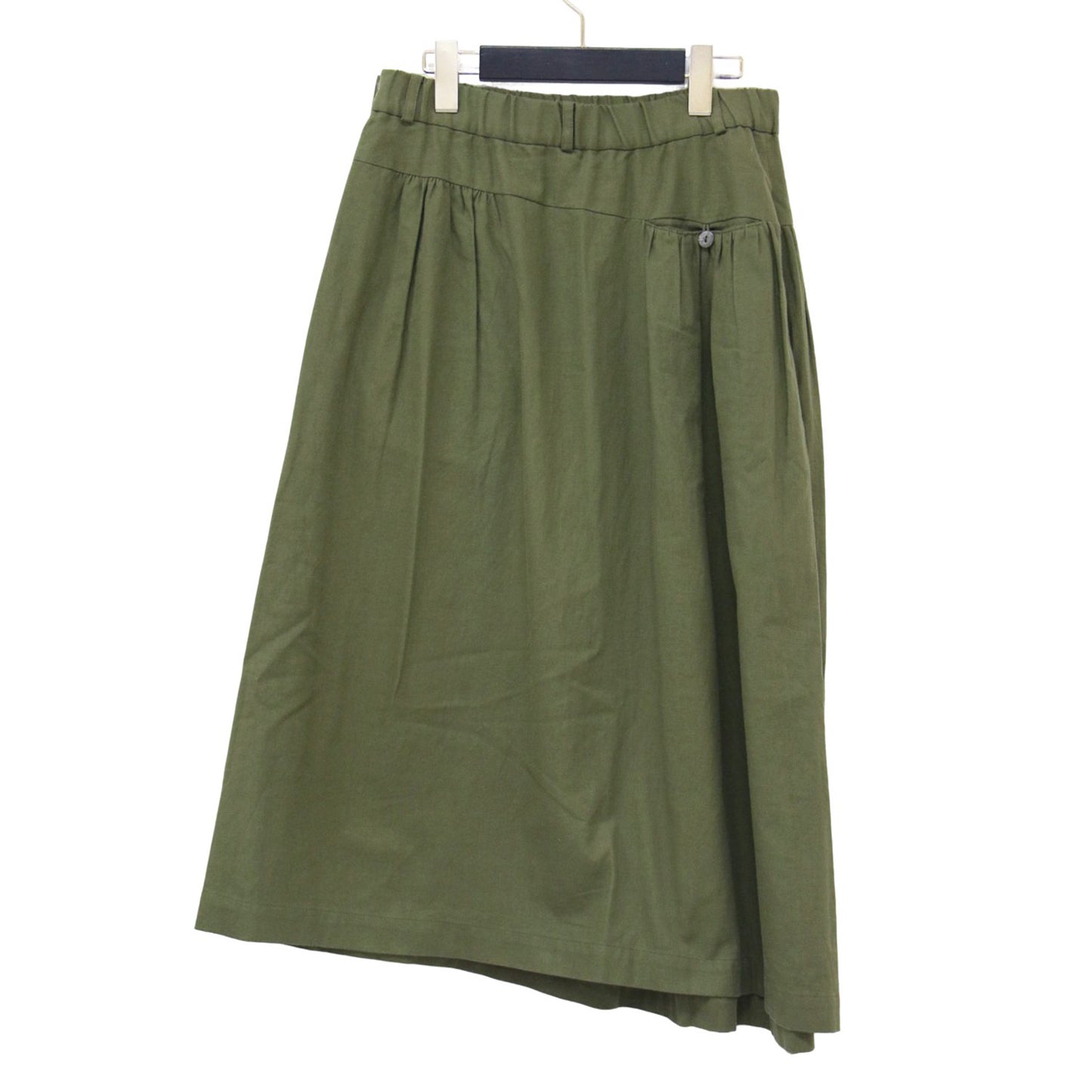 ニットポケット ミディ スカート / フレア ギャザー ウエストゴム コットン