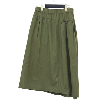 ニットポケット ミディ スカート / フレア ギャザー ウエストゴム コットン