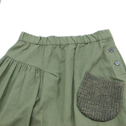 ニットポケット ミディ スカート / フレア ギャザー ウエストゴム コットン