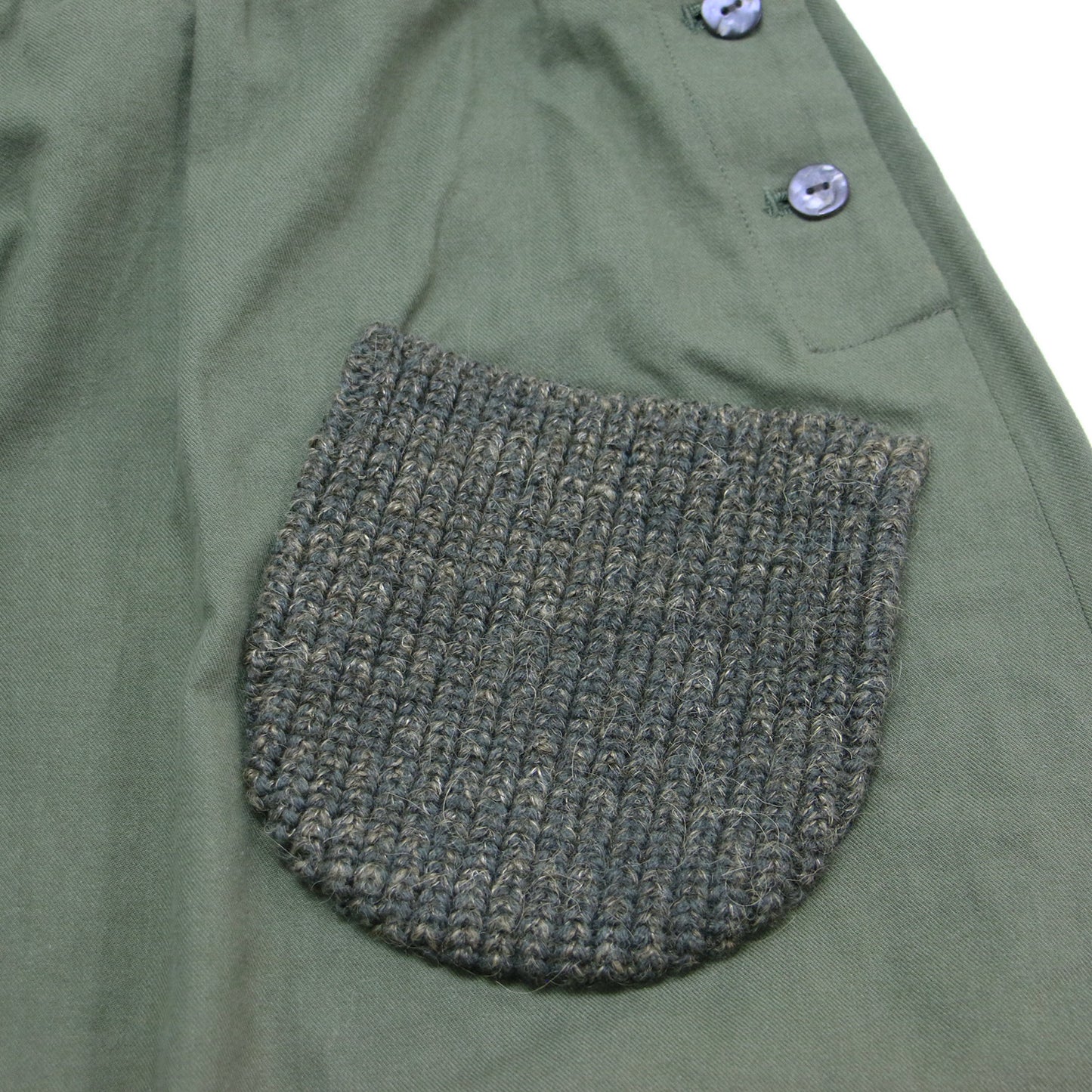 ニットポケット ミディ スカート / フレア ギャザー ウエストゴム コットン