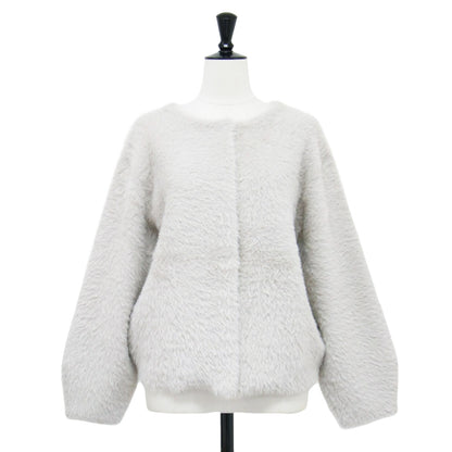 24秋冬 フェザーヤーン 2WAY カーディガン / ニット 長袖 クルーネック スナップボタン ドロップショルダー