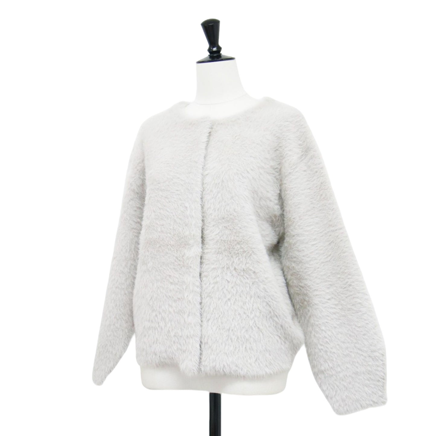 24秋冬 フェザーヤーン 2WAY カーディガン / ニット 長袖 クルーネック スナップボタン ドロップショルダー