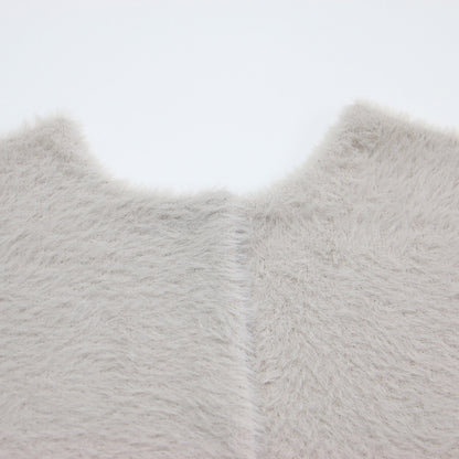 24秋冬 フェザーヤーン 2WAY カーディガン / ニット 長袖 クルーネック スナップボタン ドロップショルダー