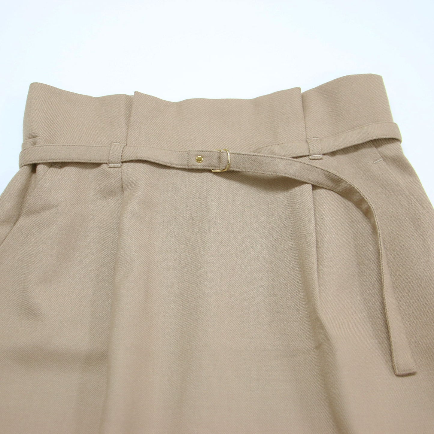 サキソニー ハイウエスト スカート / タイトスカート ミモレ丈 スリット タック ウール