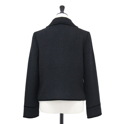 23秋冬 ツイード ステンカラー ジャケット / フォーマル 長袖 フラップポケット メタルボタン ウール