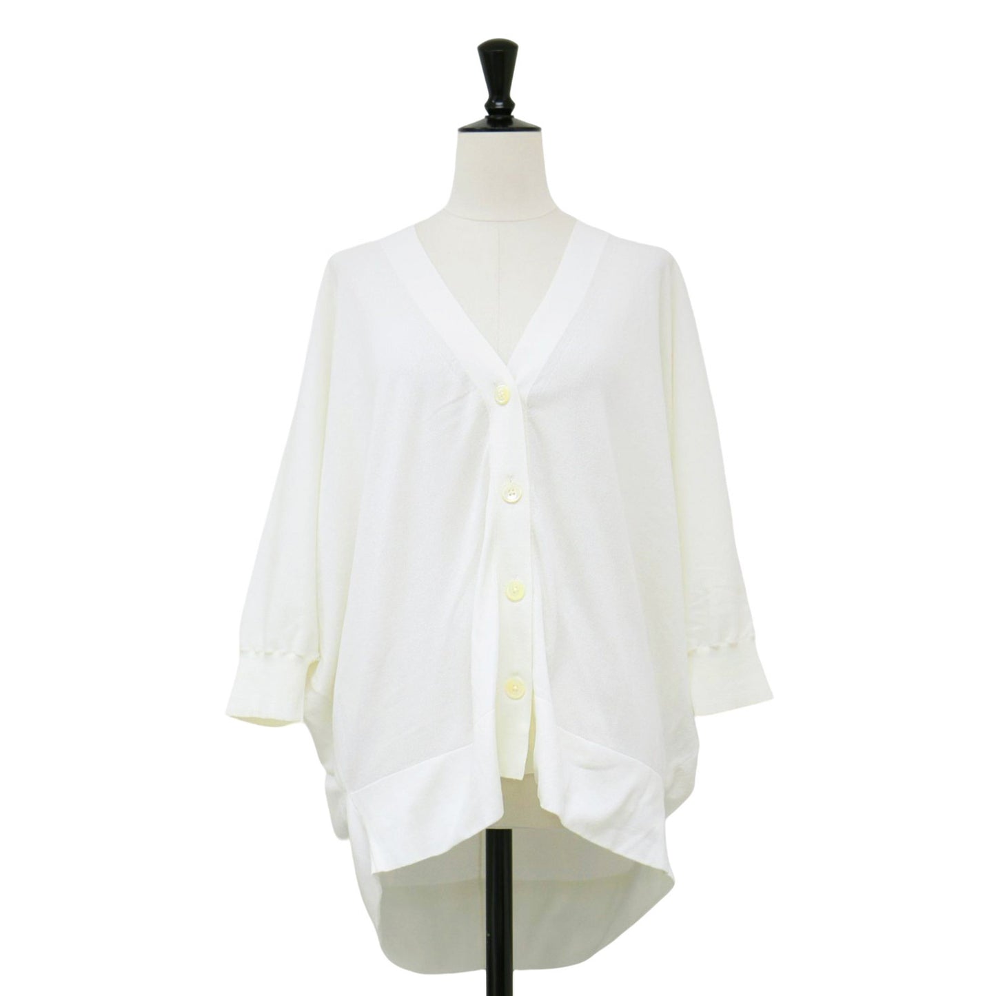 24春夏 ドルマンスリーブ カーディガン / Vネック ニット 5分袖 シアー