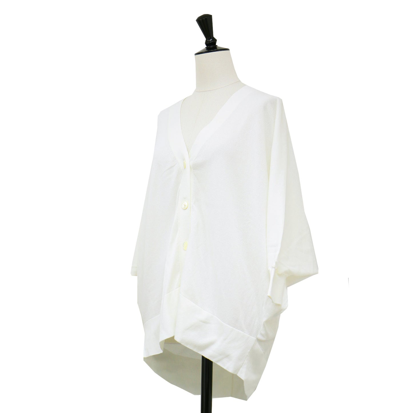 24春夏 ドルマンスリーブ カーディガン / Vネック ニット 5分袖 シアー