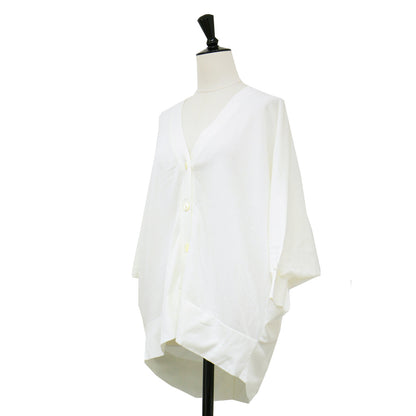 24春夏 ドルマンスリーブ カーディガン / Vネック ニット 5分袖 シアー