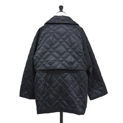 24秋冬 サテンタフタ キルティング コート / ジャケット 長袖 テーラード バイアスチェック柄 ドローストリング