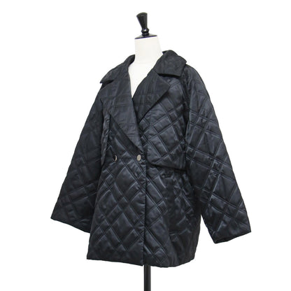 24秋冬 サテンタフタ キルティング コート / ジャケット 長袖 テーラード バイアスチェック柄 ドローストリング