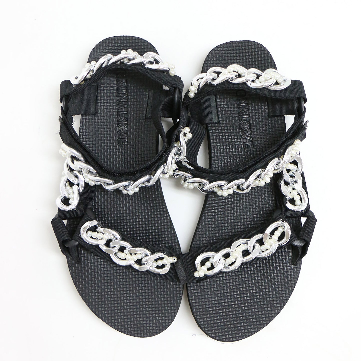 チェーン パール スポーツサンダル / マジックテープ ベルクロ