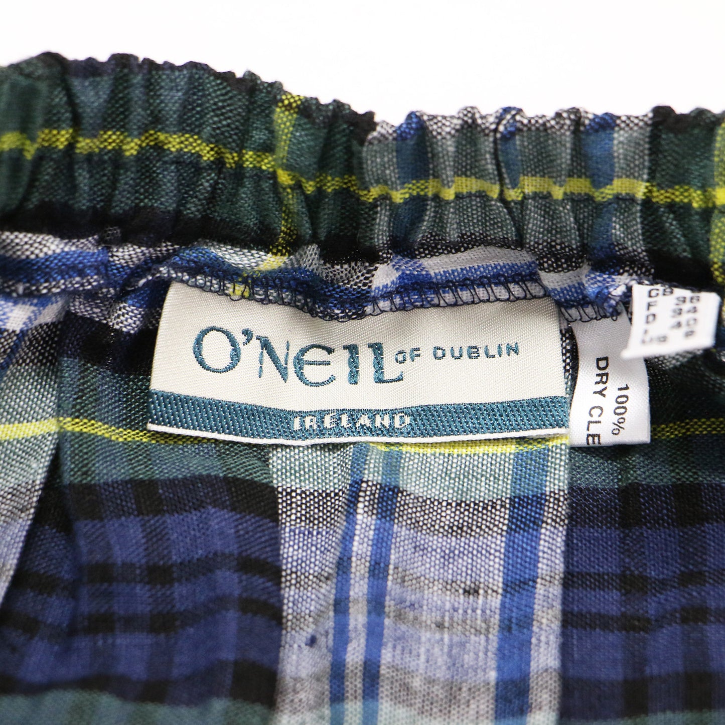 リネン チェック柄 キルト スカート / 巻きスカート ラップスカート ウエストゴム ベルト フリンジ プリーツ