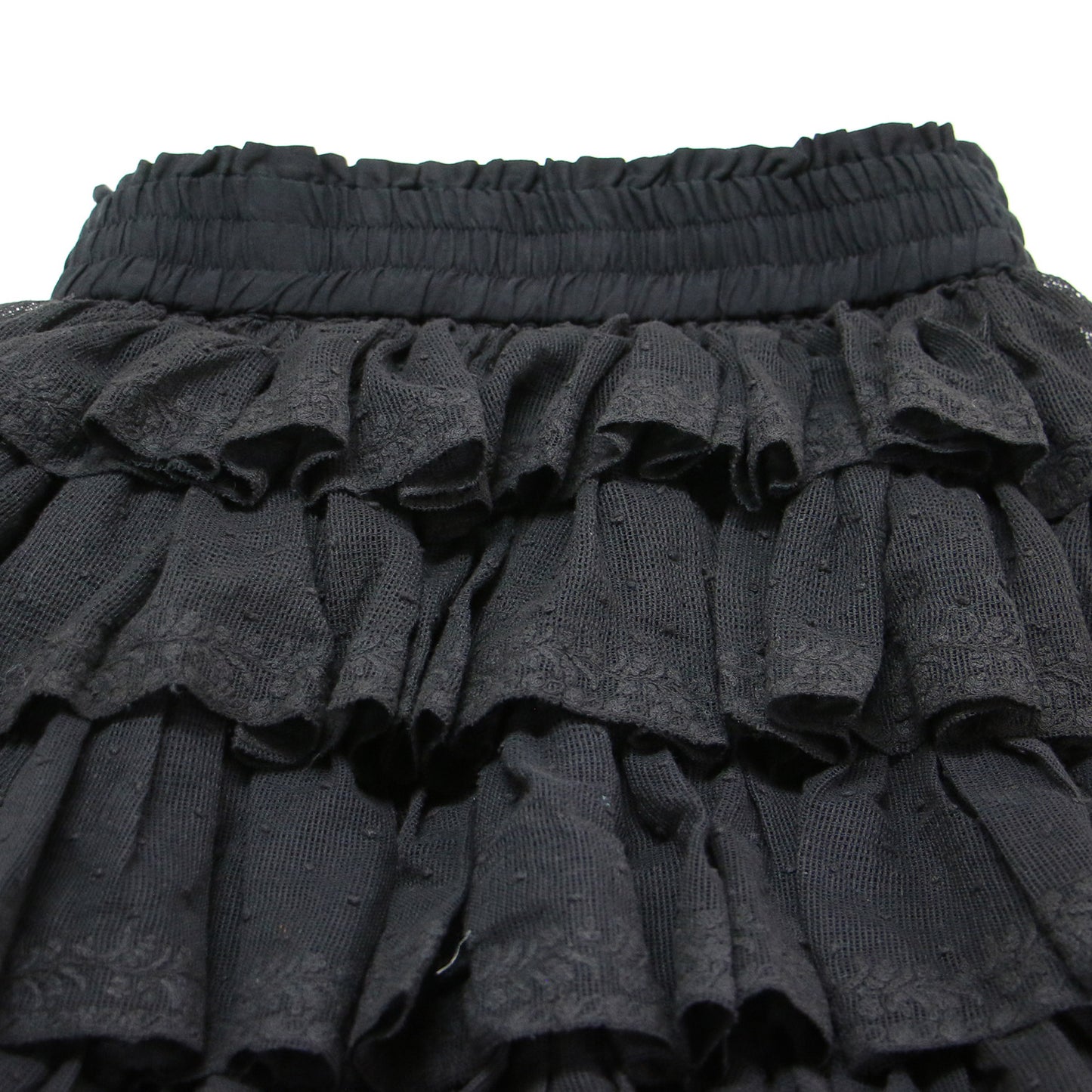 チュール ティアード スカート / ロング丈 フリル ウエストゴム 刺繍 コットン