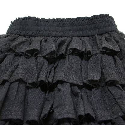 チュール ティアード スカート / ロング丈 フリル ウエストゴム 刺繍 コットン