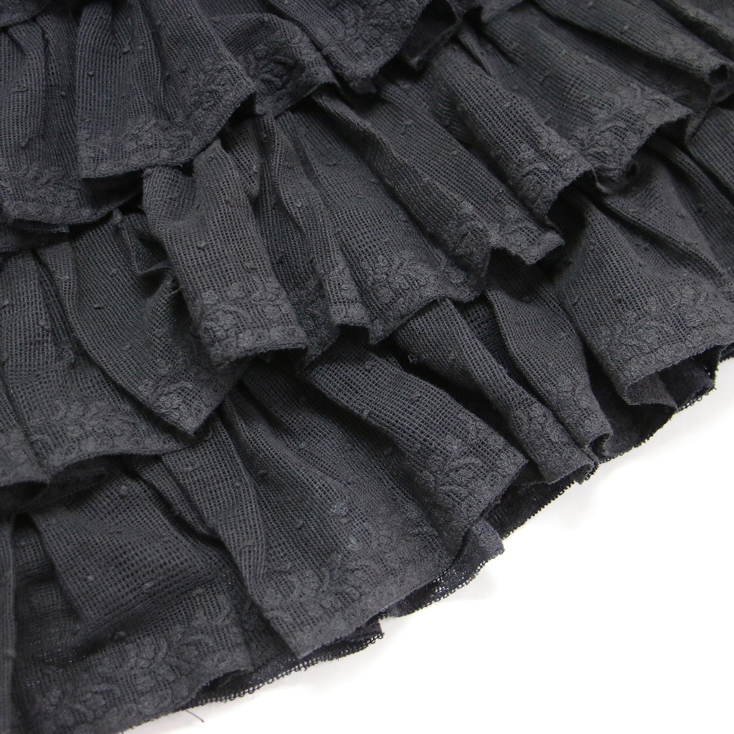 チュール ティアード スカート / ロング丈 フリル ウエストゴム 刺繍 コットン