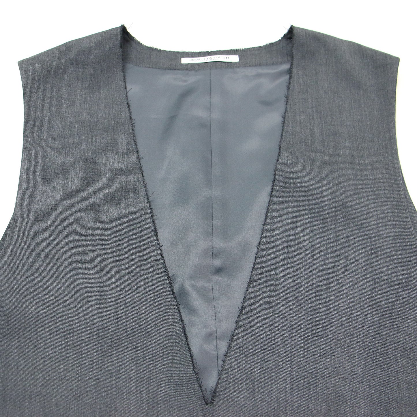 Vネック Iライン マキシ ワンピース / 梳毛素材 スリット カットオフ ウール混