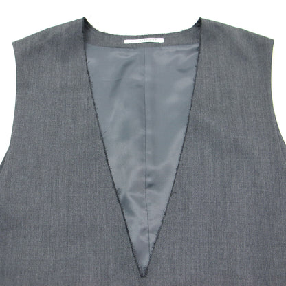 Vネック Iライン マキシ ワンピース / 梳毛素材 スリット カットオフ ウール混