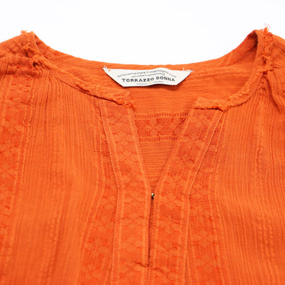 エンブロイダリー ブラウス / 長袖 Vネック 刺繍 コットン レーヨン