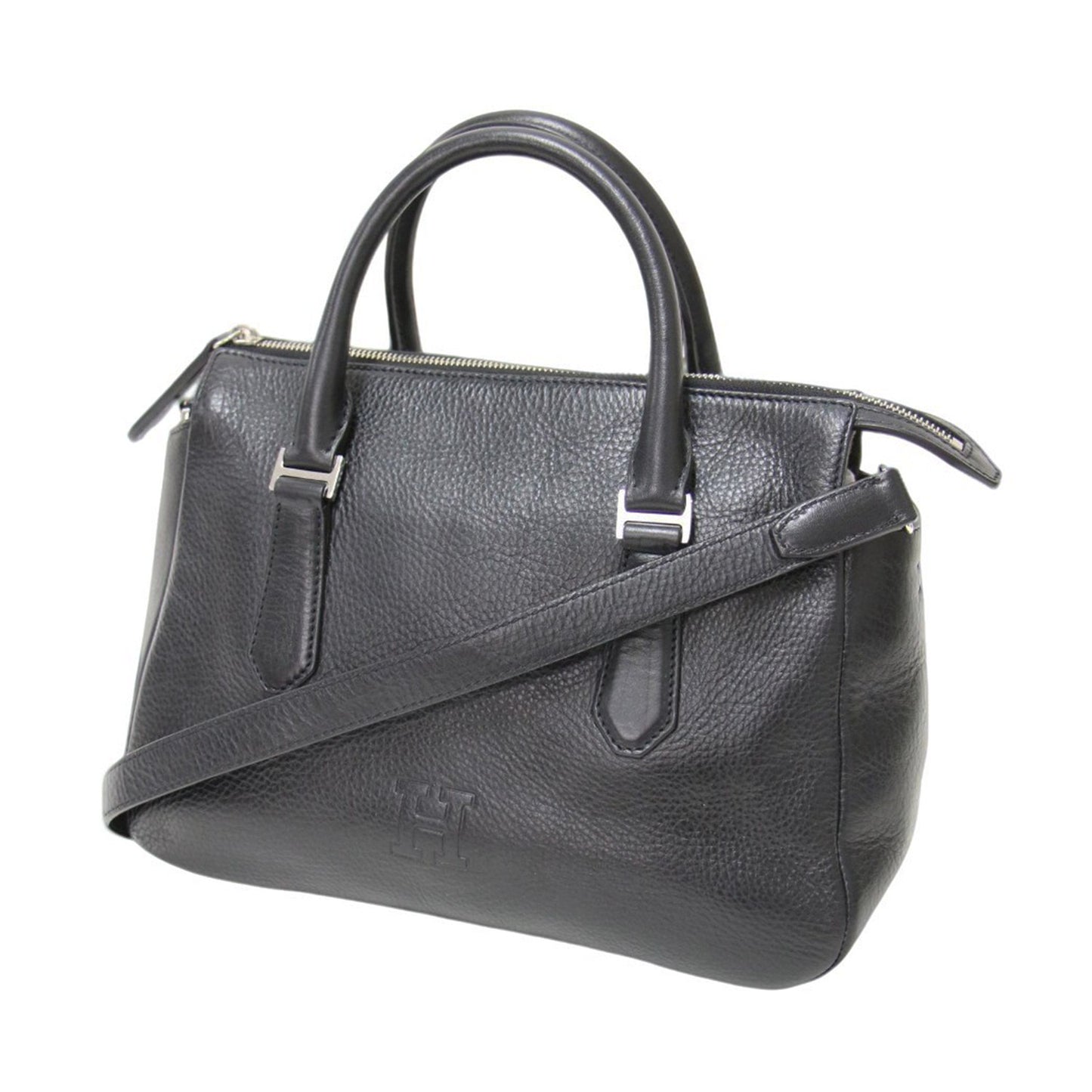 ピアーチェ レザー ハンドバッグ / ショルダーバッグ 2WAY ロゴ シュリンク シボ 本革 牛革