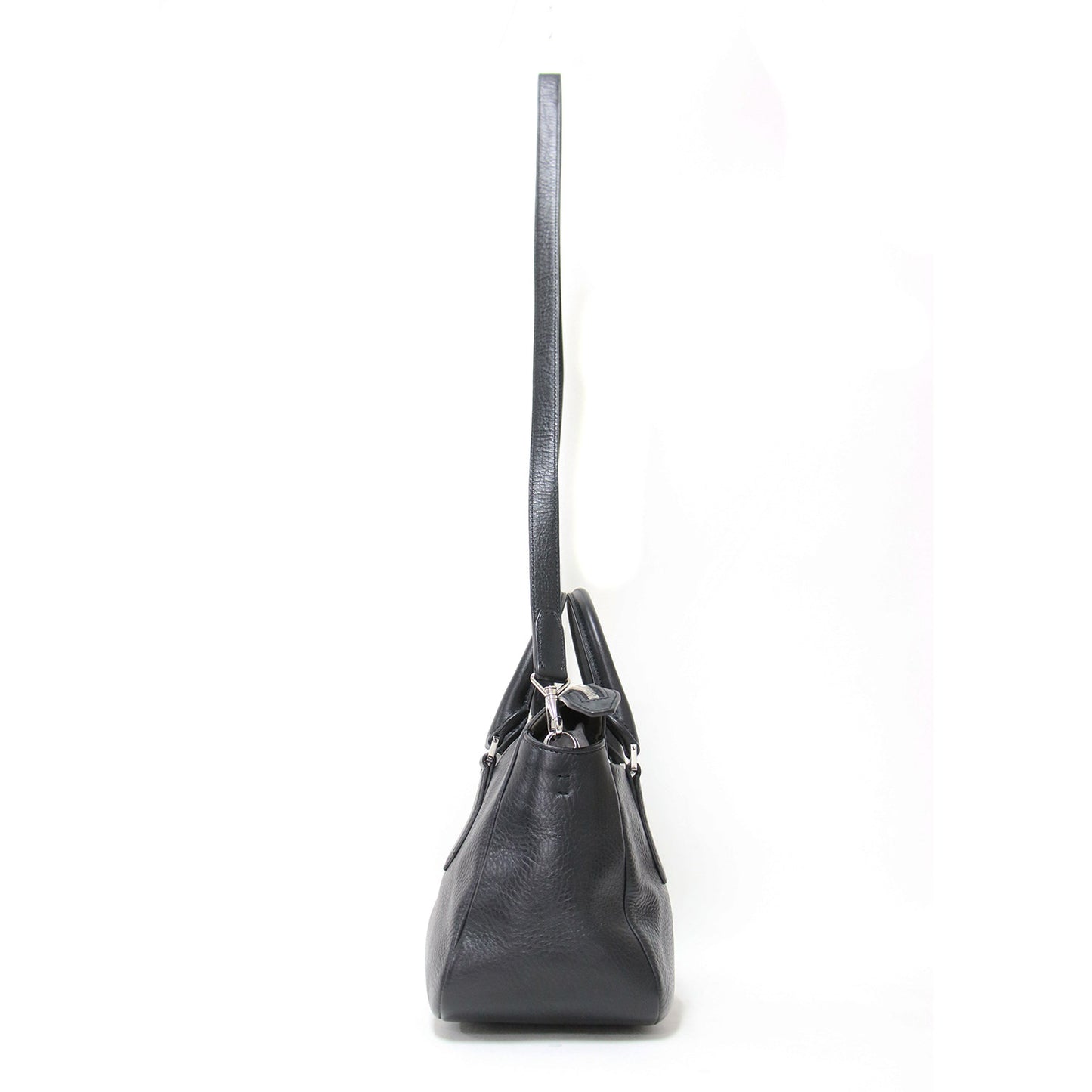 ピアーチェ レザー ハンドバッグ / ショルダーバッグ 2WAY ロゴ シュリンク シボ 本革 牛革