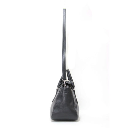 ピアーチェ レザー ハンドバッグ / ショルダーバッグ 2WAY ロゴ シュリンク シボ 本革 牛革