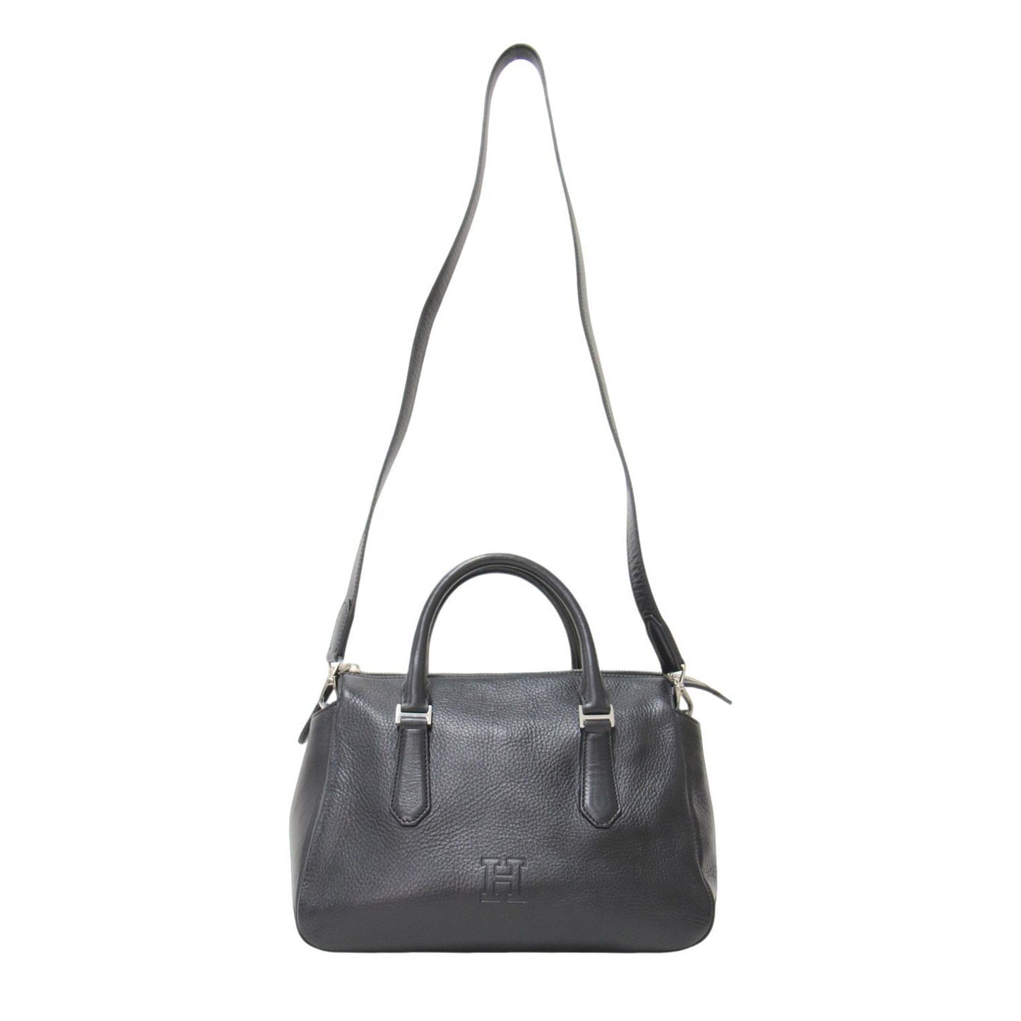 ピアーチェ レザー ハンドバッグ / ショルダーバッグ 2WAY ロゴ シュリンク シボ 本革 牛革