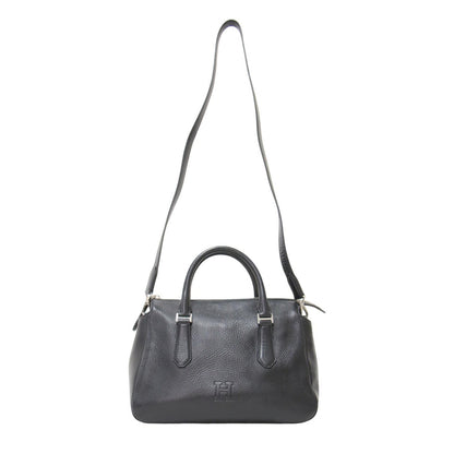 ピアーチェ レザー ハンドバッグ / ショルダーバッグ 2WAY ロゴ シュリンク シボ 本革 牛革