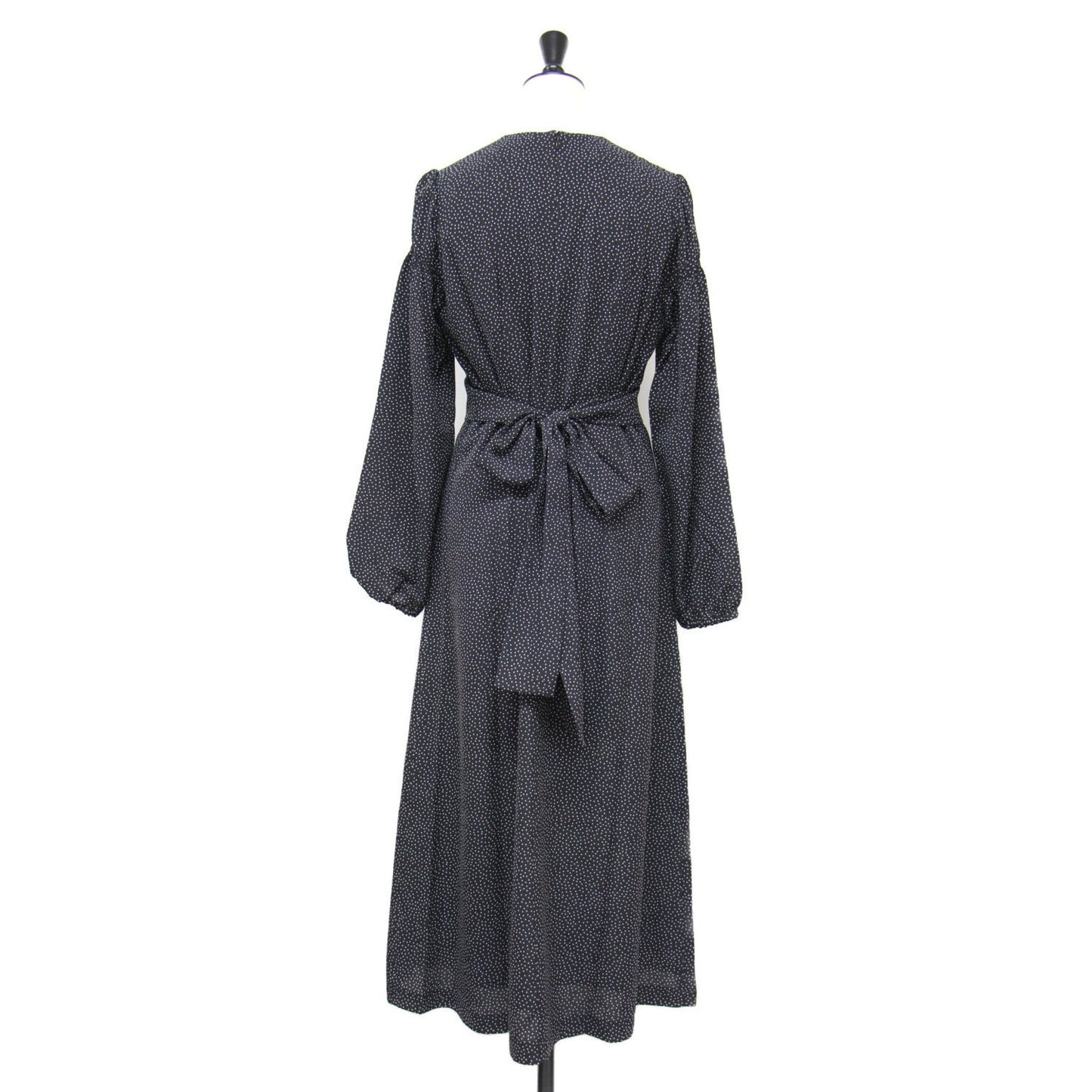 ドット カシュクール ワンピース / ロング丈 長袖 Vネック パフスリーブ