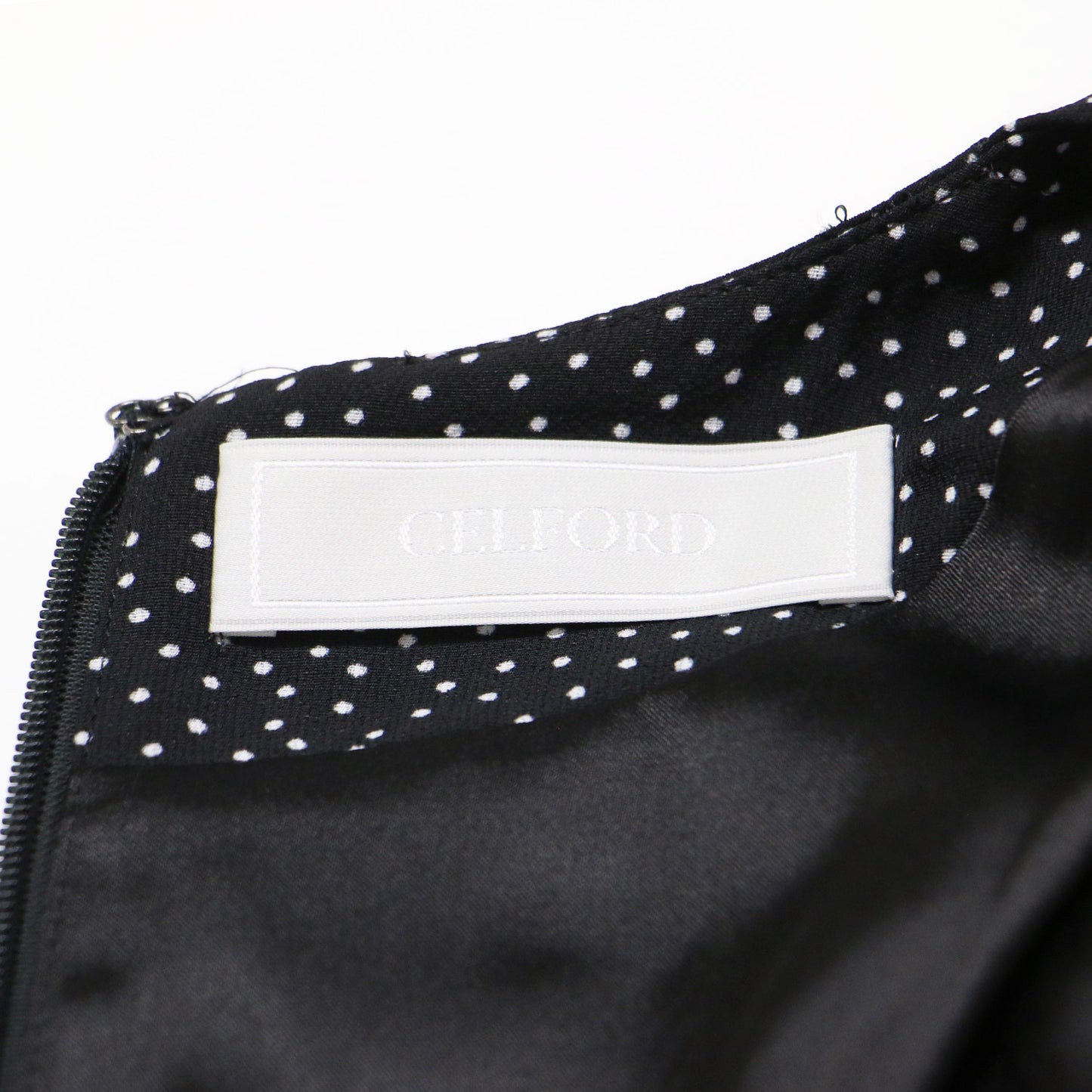 ドット カシュクール ワンピース / ロング丈 長袖 Vネック パフスリーブ