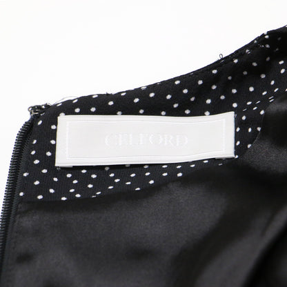 ドット カシュクール ワンピース / ロング丈 長袖 Vネック パフスリーブ