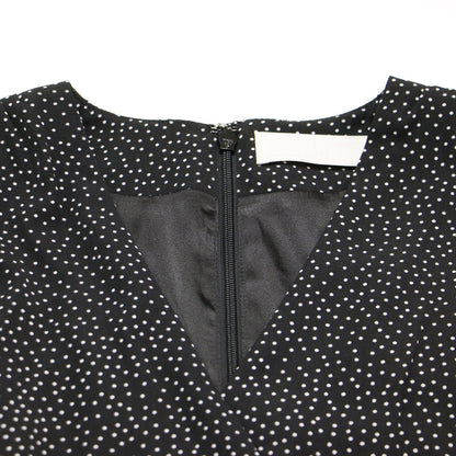 ドット カシュクール ワンピース / ロング丈 長袖 Vネック パフスリーブ