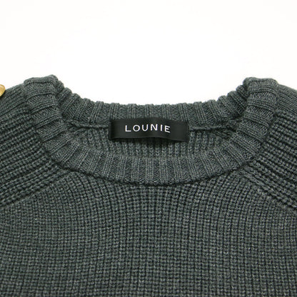 22秋冬 ボタンアクセント ニット プルオーバー / ポンチョ クルーネック 畦編み ワイド フレア Aライン ウール