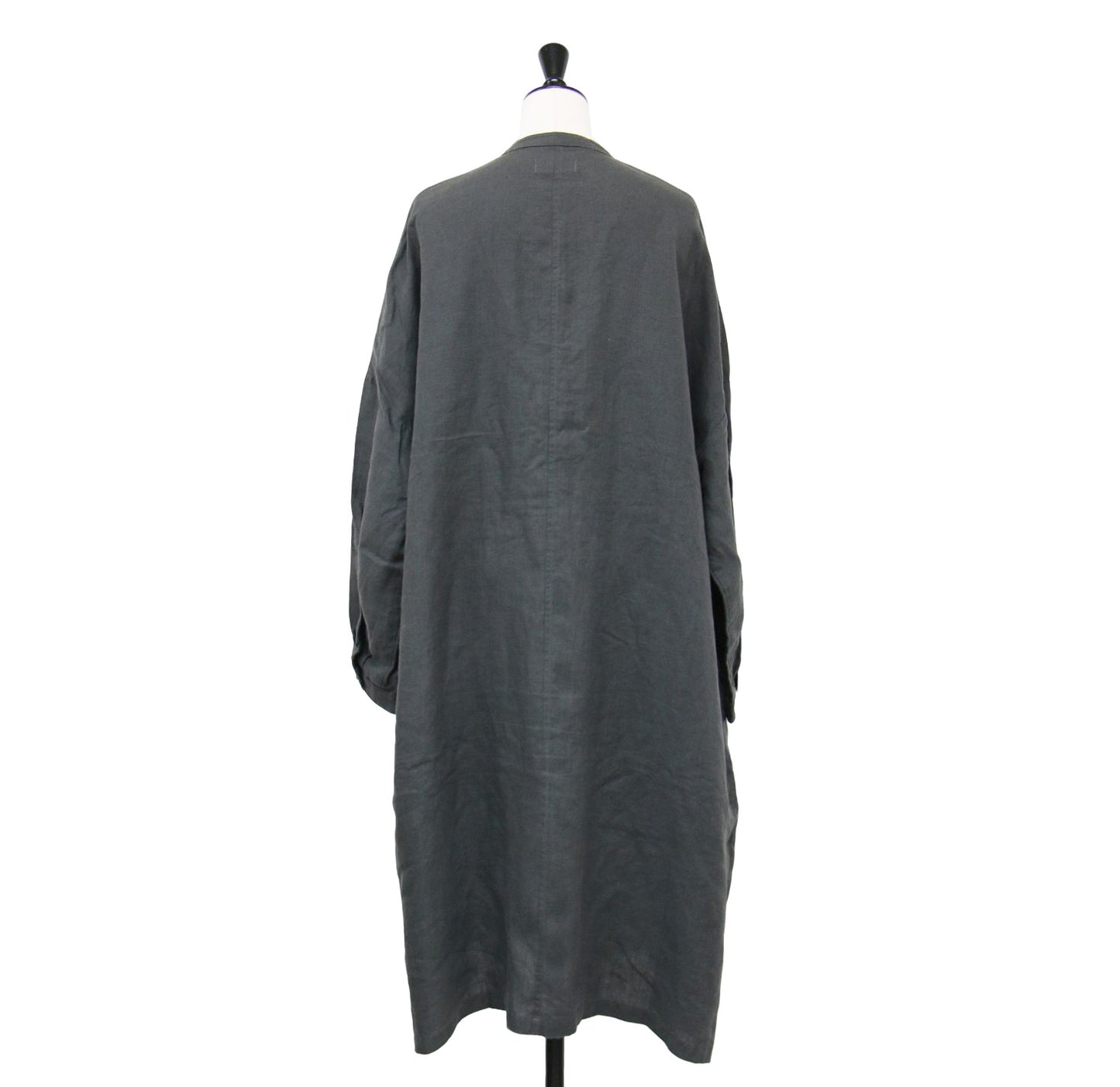 22春夏 シャトルリネン バンドカラー ワイド ワンピース / シャツワンピース ミディ丈 長袖 オーバーサイズ