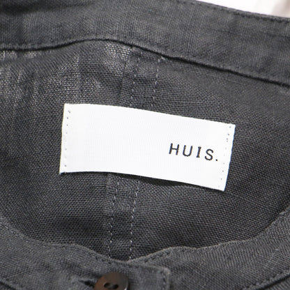 22春夏 シャトルリネン バンドカラー ワイド ワンピース / シャツワンピース ミディ丈 長袖 オーバーサイズ