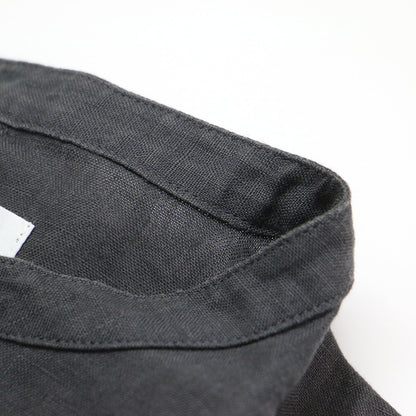 22春夏 シャトルリネン バンドカラー ワイド ワンピース / シャツワンピース ミディ丈 長袖 オーバーサイズ