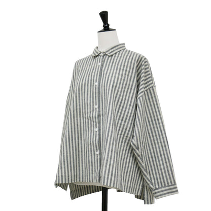シーチング コットン ワイド ブラウス / シャツ 長袖 ストライプ