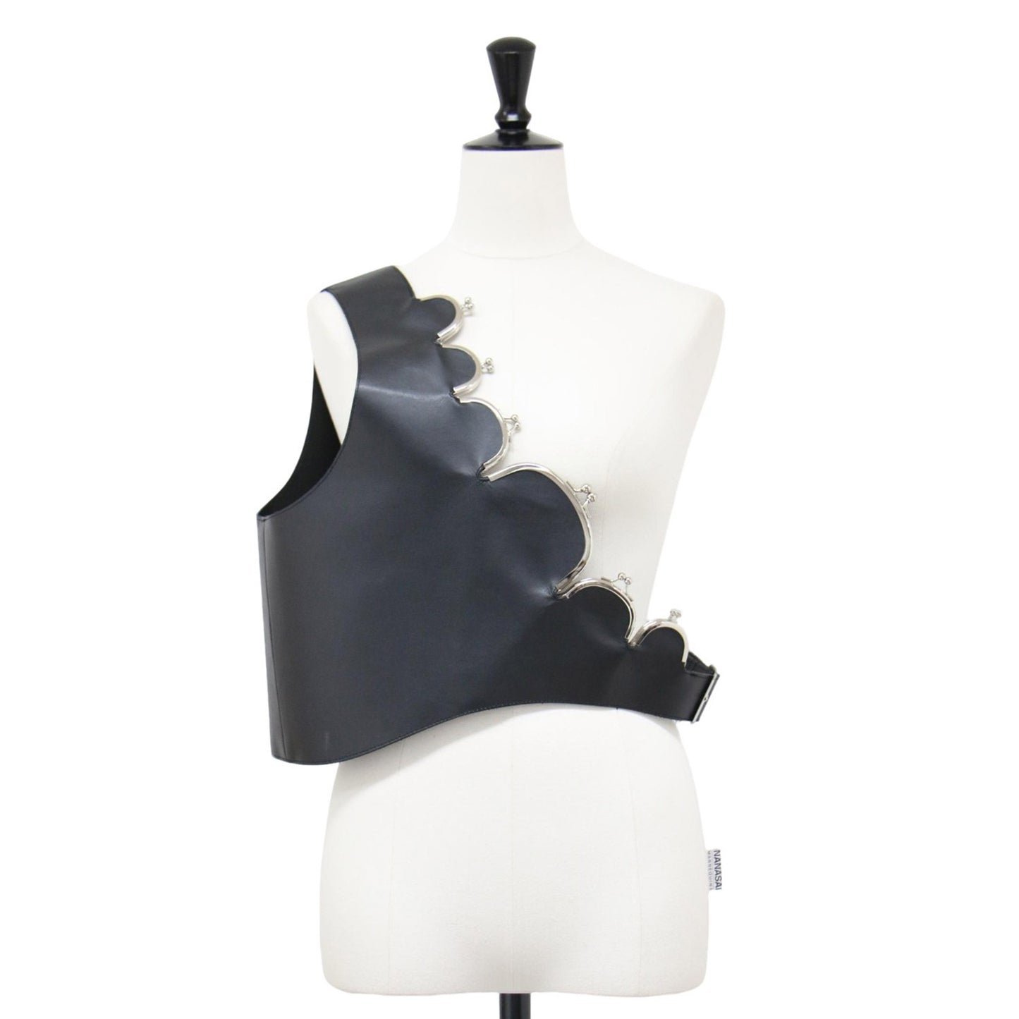 がま口 ポケット レザー ハーネス / ベスト ジレ ワンショルダー 合成皮革