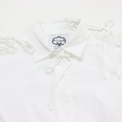 24春夏 Kaori シャツ ワンピース / ロング丈 長袖 スリット リボン コットン