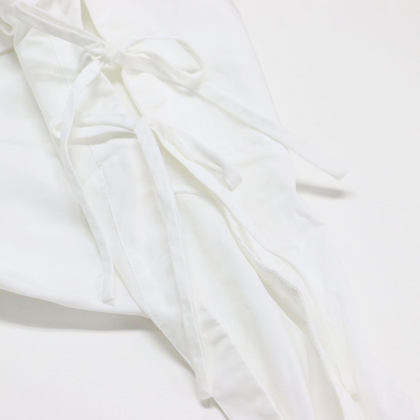 24春夏 Kaori シャツ ワンピース / ロング丈 長袖 スリット リボン コットン