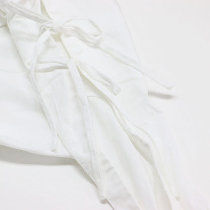 24春夏 Kaori シャツ ワンピース / ロング丈 長袖 スリット リボン コットン