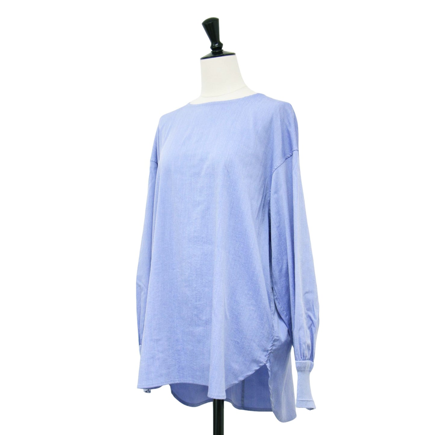 25春夏 レイヤード プルオーバー ブラウス / 長袖 ラウンドヘム ストレッチ レーヨン