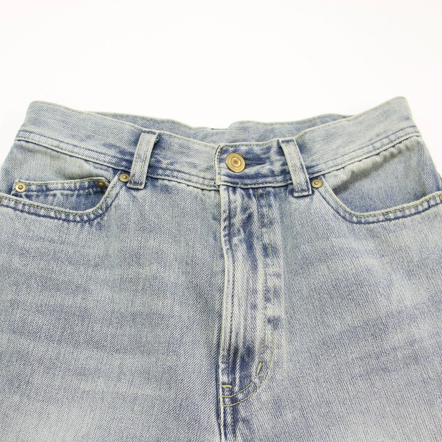 25春夏 タテ ストレッチ 足長 デニム パンツ / セミワイド ストレート フリンジ コットン