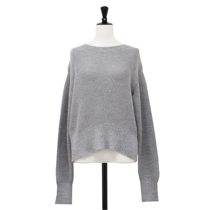 24秋冬 アルパカ シルク ハニカムメッシュ ニット / プルオーバー 長袖 クルーネック リブ ワイドシルエット