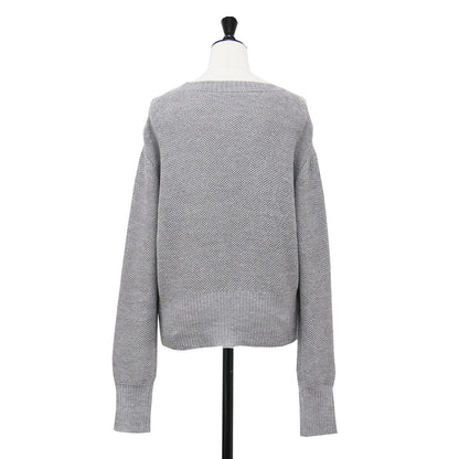 24秋冬 アルパカ シルク ハニカムメッシュ ニット / プルオーバー 長袖 クルーネック リブ ワイドシルエット